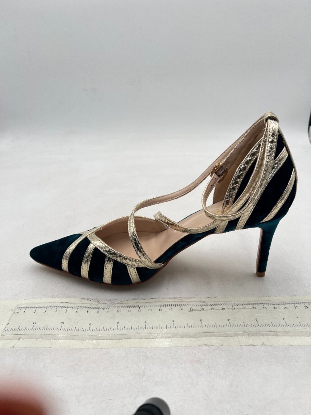 XYD Blue Peep Toe Crisscross Straps Sandals Stiletto High Heels Two-toned Shoes